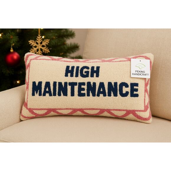 Peking Handicraft “High Maintenance” Hook Pillow New With Tags 19” x 11” - Picture 1 of 5